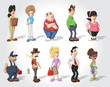 Cute happy cartoon old people