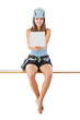 Woman in climbing equipment