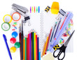 School education supplies items isolated on a white background