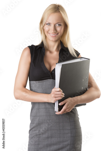 Photo: blonde business woman, she smiles blonde business woman, she smiles