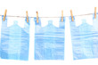 Cellophane bags hanging on rope isolated on white