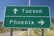 Photo: A interstate highway sign in Arizona directing traffic to Tucson and Phoenix, AZ A interstate highway sign in Arizona directing traffic to Tucson and Phoenix, AZ