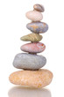 Stack of balanced stones isolated on white