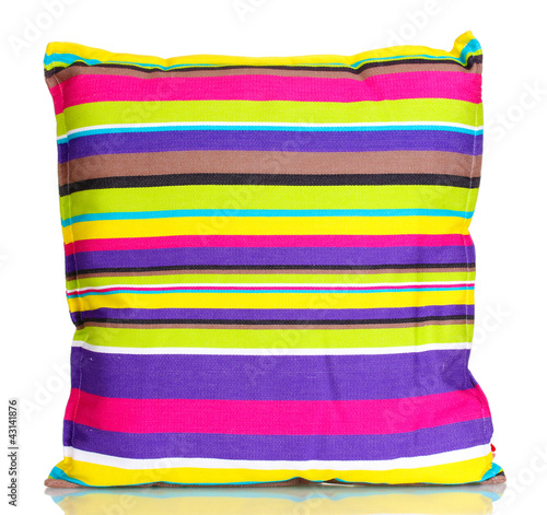 Photo: Bright color pillow isolated on white Bright color pillow isolated on white