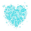 Sketch of floral heart shape for your design