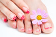 manicure and pedicure relaxing with flowers