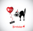 Happy Birthday Card cat and fish