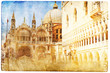 views of Venice in vintage style, like postcards