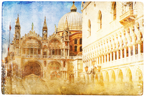 Photo: views of Venice in vintage style, like postcards views of Venice in vintage style, like postcards