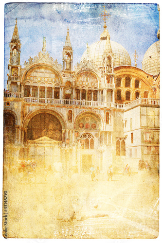 Photo: views of Venice in vintage style, like postcards views of Venice in vintage style, like postcards
