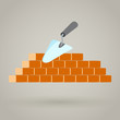 Vector: Trowel and brick wall vector icon building design Trowel and brick wall vector icon building design