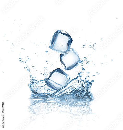 Photo: Ice cubes in water splash Ice cubes in water splash