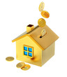 Illustration: falling down euro coins to the money box falling down euro coins to the money box