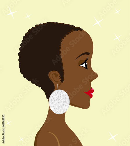 Vector: Portrait of a beautiful woman with shiny earring Portrait of a beautiful woman with shiny earring