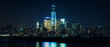 Lower Manhattan from Hudson river at night