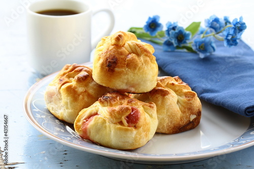 Photo: Fresh sweet buns muffins for breakfast Fresh sweet buns muffins for breakfast