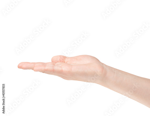 Photo: empty man hand on white background empty man hand on white background