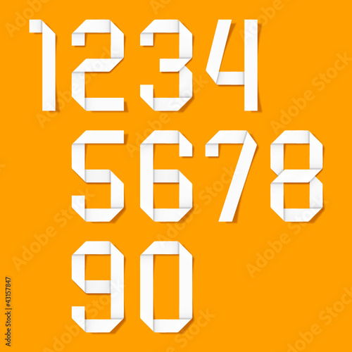 Vector: Origami numbers set Origami numbers set