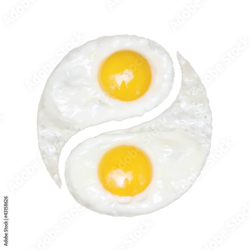Photo: Fried eggs in the form of yin and yang on Fried eggs in the form of yin and yang on