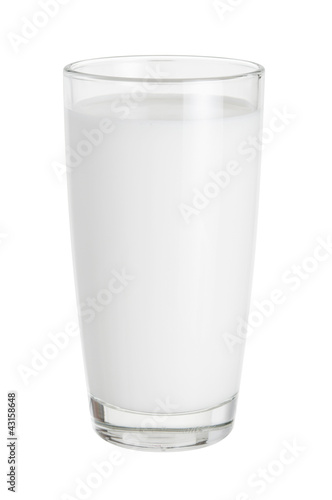 Photo: milk in the glass on white background milk in the glass on white background