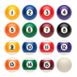 Billiard balls on a white background