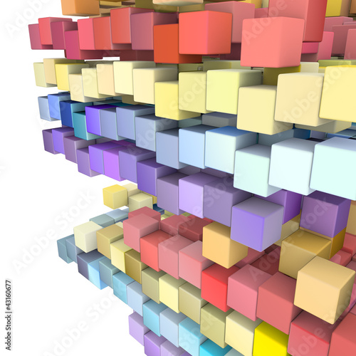 Illustration: rainbow color abstract 3d floating cube rainbow color abstract 3d floating cube