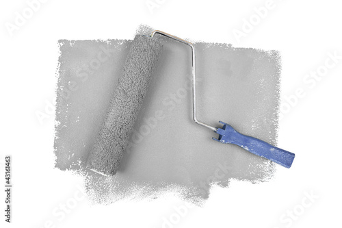 Photo: Paint roller on grey traces Paint roller on grey traces