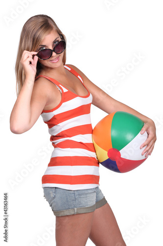 Photo: portrait of a young girl with balloon portrait of a young girl with balloon