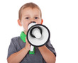 Kleiner Junge mit Megaphon