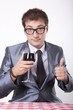 Photo: Young man with a glass of wine Young man with a glass of wine