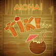 Retro Design Tiki Bar Menu on wooden background