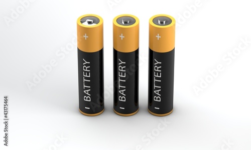 Photo: three standing batteries, three standing batteries,
