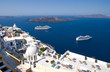 cruise liners moored in the caldera of santorini
