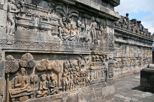 Photo: Reliefs of Borobudur temple in Java Indonesia Reliefs of Borobudur temple in Java Indonesia