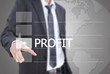 Businessman pushing Profit word on the whiteboard.