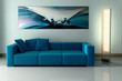 Blue Couch with an Artwork