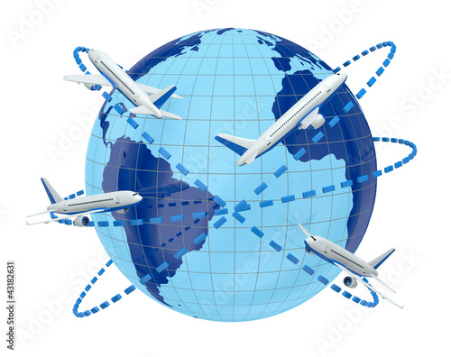 Illustration: concept of airplane travel concept of airplane travel