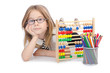 Photo: Girl with abacus on white Girl with abacus on white