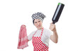 Woman cook isolated on the white