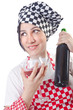 Woman cook isolated on the white