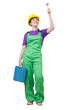 Woman worker isolated on the white