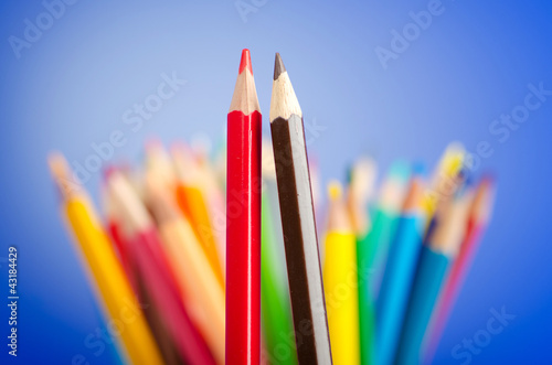 Photo: Colour pencils in creativity concept Colour pencils in creativity concept