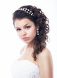 Portrait of beautiful young bride - isolated on white background