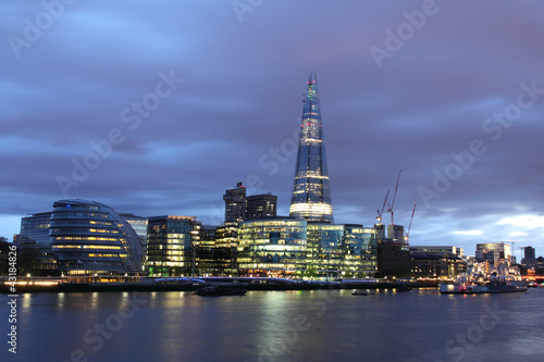 Photo: New London city hall at night , panoramic view from river. New London city hall at night , panoramic view from river.
