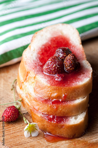 Photo: Strawberry jam and bread Strawberry jam and bread