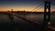 Aerial sunset view of the Oakland Bay Bridge, USA