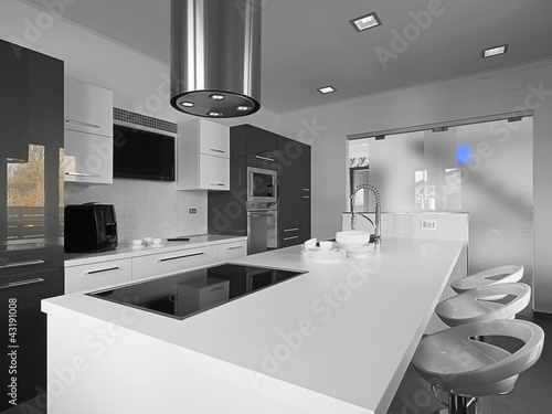 Photo: cucina moderna in bianco e nero cucina moderna in bianco e nero