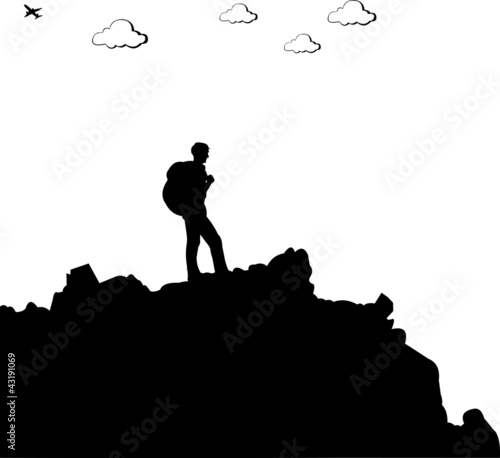 Climbing Mountain Silhouette
