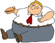 Fat man eating junk food