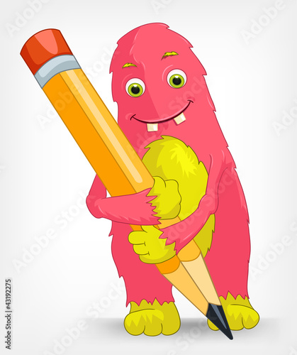 Vector: Funny Monster. Writer. Funny Monster. Writer.